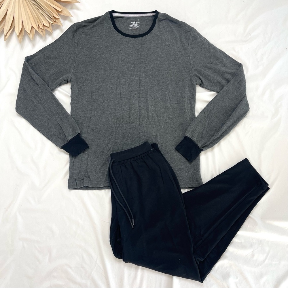 Jambys Grey Long Sleeve JamTee and Black Long Jambys Pants Pajamas Set Small